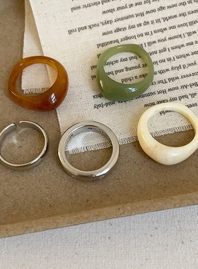 简约感几何不规则树脂戒指女韩国小众个性时尚百搭指环戒子