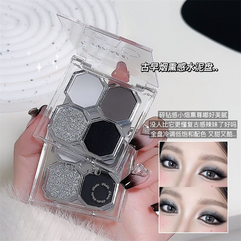 DIKALU 欧美朋克烟熏四色眼影盘珠光黑茉莉猫眼妆水泥黑灰色爆闪,彩妆/香水/美妆工具,眼影,淘宝优惠券,粉丝福利购,淘宝优惠卷