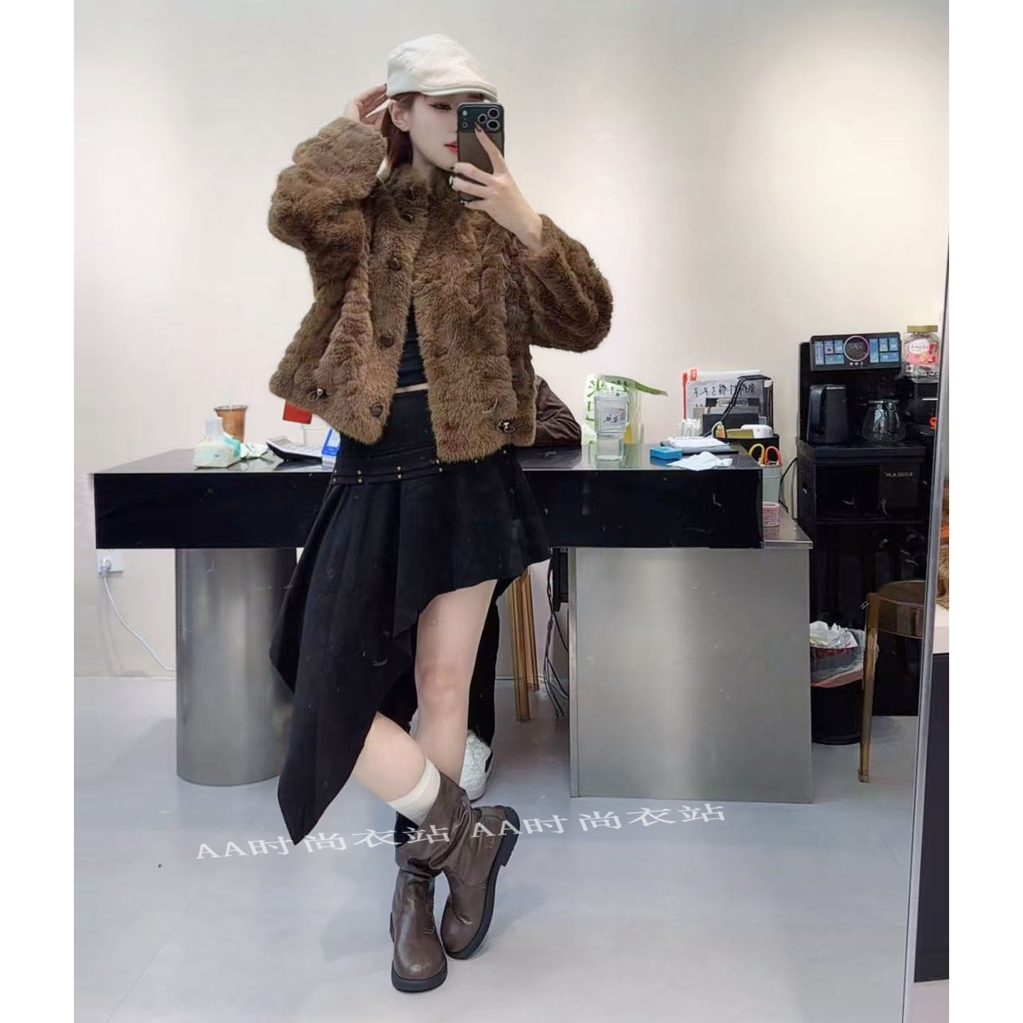 立领短款皮草外套女毛毛大衣仿皮毛一体时尚百搭减龄轻奢风环保毛