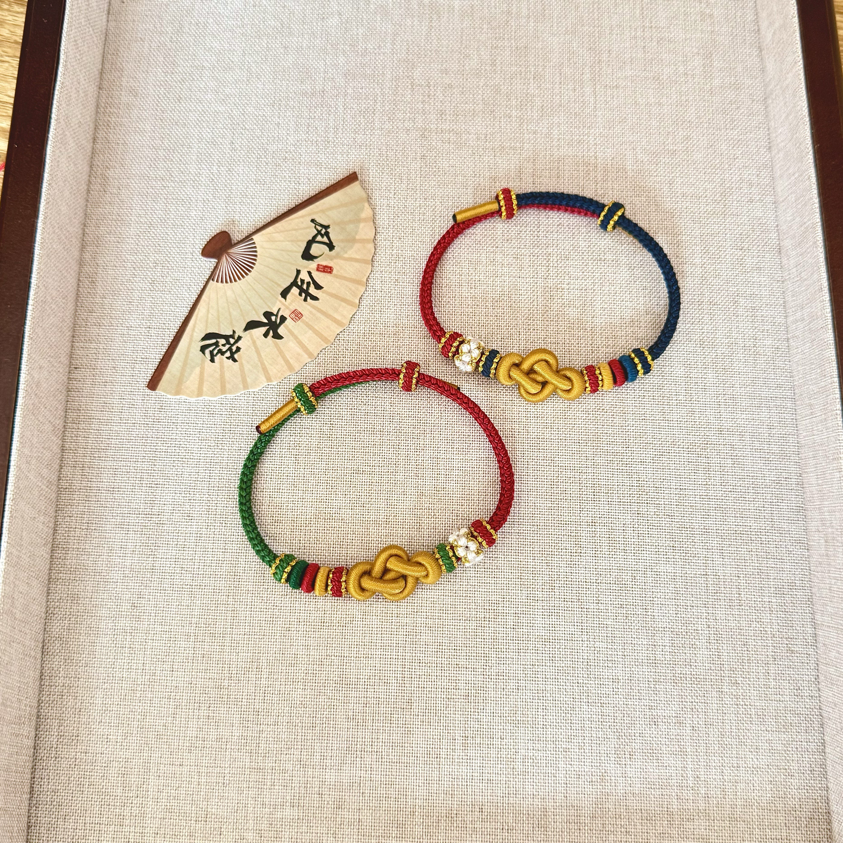 如意结手绳手工编织手绳半成品可串珠故宫国潮配色手绳双拼色手绳