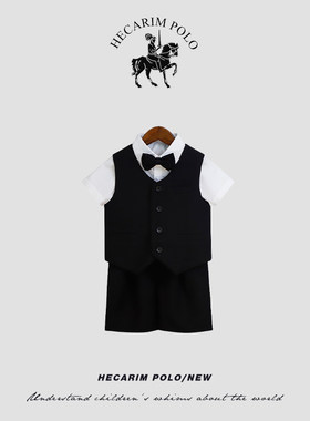 赫克林男童西服马甲短袖套装