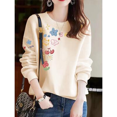 无帽圆领卫衣女装春秋冬