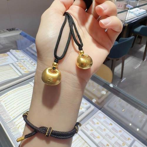 金包银小胖福吊坠女款福气满满钱袋子福字挂坠男编织平安福字项链