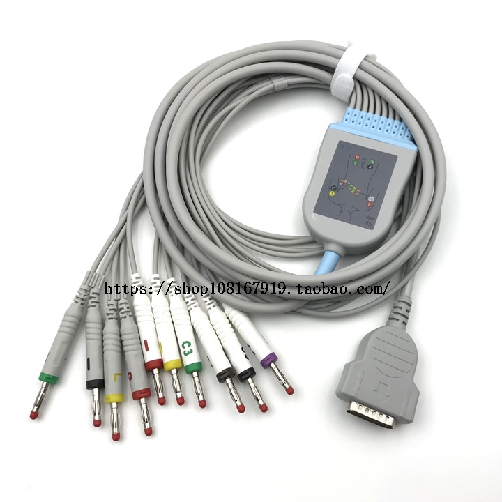 适用GE MAC 500 800 1200 1200ST 1600心电图机导联线十二导马葵