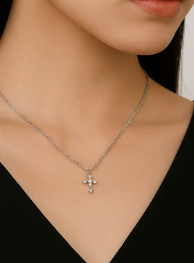 纯银十字架小众高级感简约女生闺蜜学生日常平价叠戴锁骨链项链