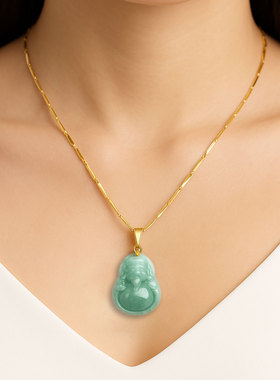 高品质925银翡翠吊坠锁骨链 新中式国风优雅气质小众设计高级感