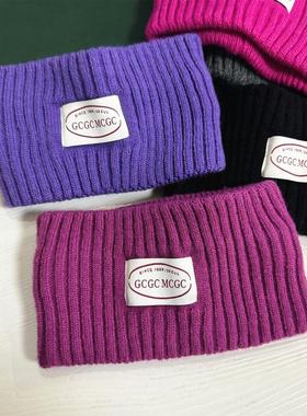 加大宽版运动发带冬季户外骑车保暖头套针织弹力时尚发箍网红头带