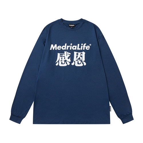 MEDRIA长袖印花男女运动T恤上衣