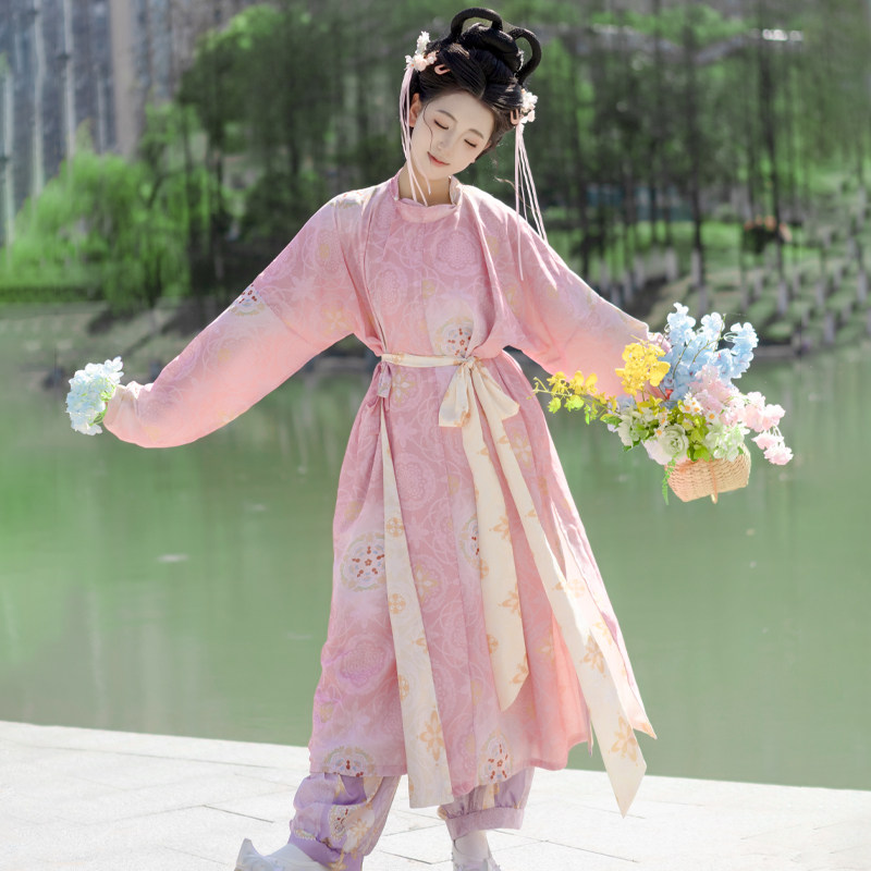 粉色桃夭复原款双面汉服套装