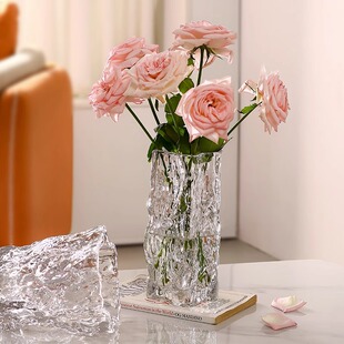 简约玻璃花瓶厚重客厅插花高级感水培透明餐桌玄关创意装饰摆件