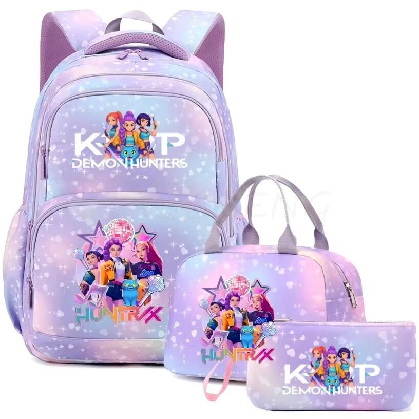 KPOP卡通双肩背包三件套
