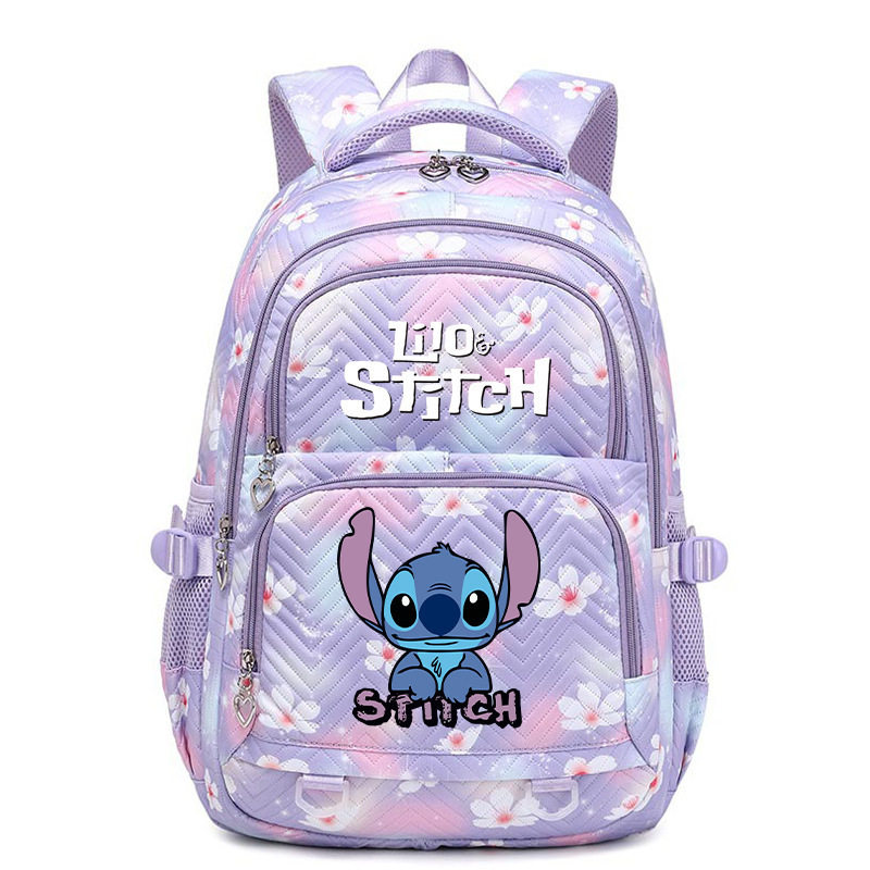 史迪仔图案印花双肩包的青学生书包儿童大容量书包可爱卡通