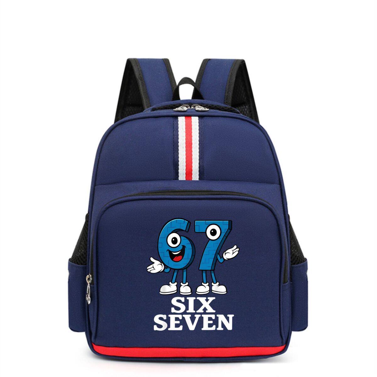 学院风男女百搭学生书包爆款Six Seven 67印花时尚双肩背包
