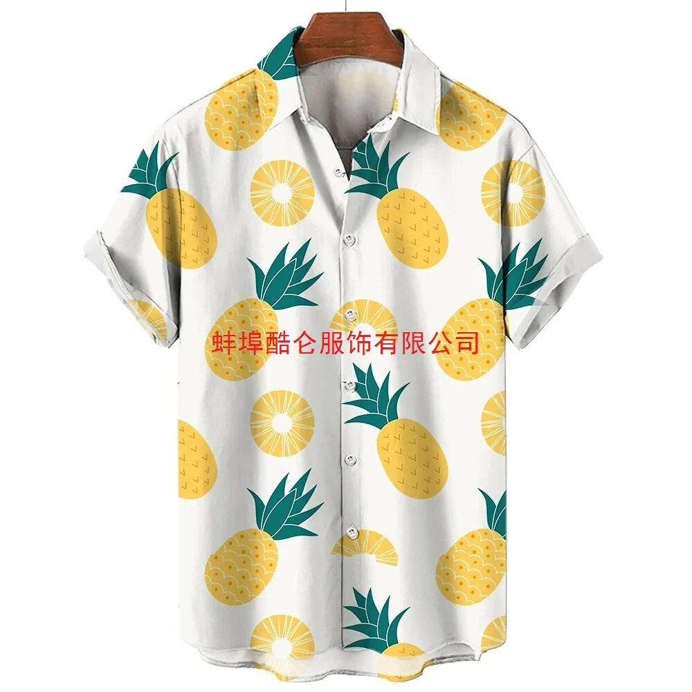 男士菠萝印花夏季短衬衫