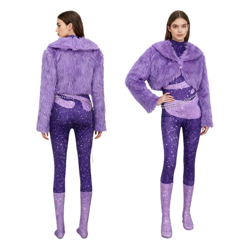 夏奇羊紫皮草圣诞舞台装