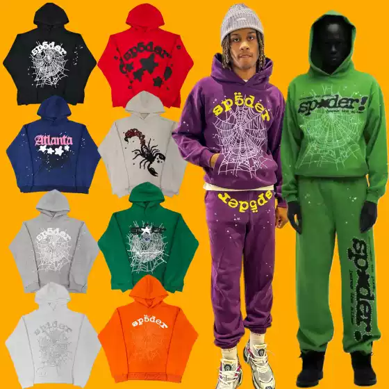 Correct Version of Sp5Der, European and American Hip-Hop Singer Thug555's Same Style Printed Letter Hoodie Sweatshirt