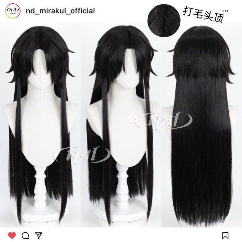 ND家】愚人众队长 解雨臣长发 原神cos假发 黑色反翘