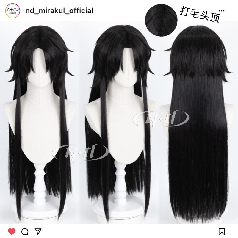 ND家】愚人众队长 解雨臣长发 原神cos假发 黑色反翘