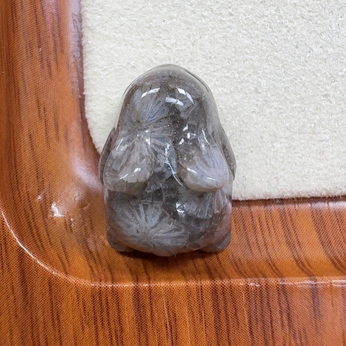 瓷片蕾丝花水墨风通孔小兔