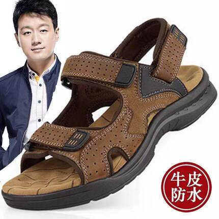 保罗骆驼凉鞋2026新款夏季男士真皮休闲沙滩鞋男牛皮凉拖鞋男两用