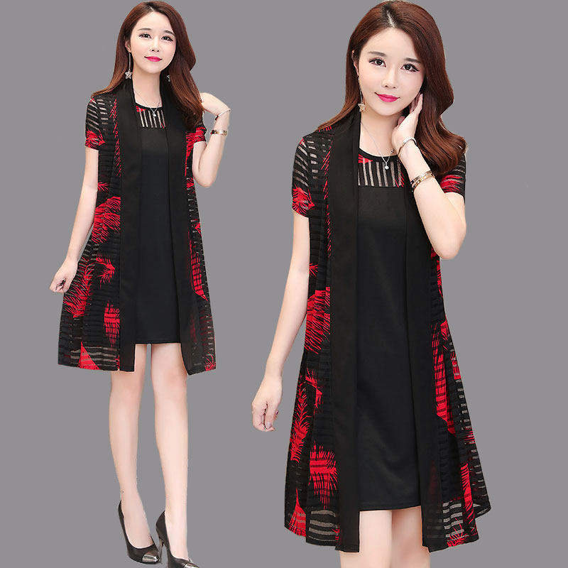 妈妈夏季两件套连衣裙40-50岁中年人妇女夏装短袖中长款夏天裙子在类目 女装/女士精品, 中老年女装中 - 来自Buy2taobao.com提供专业的淘宝代购服务