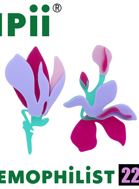 NPii22SS玉兰花耳钉原创设计春夏亚克力粉紫色设计师小众花卉耳夹