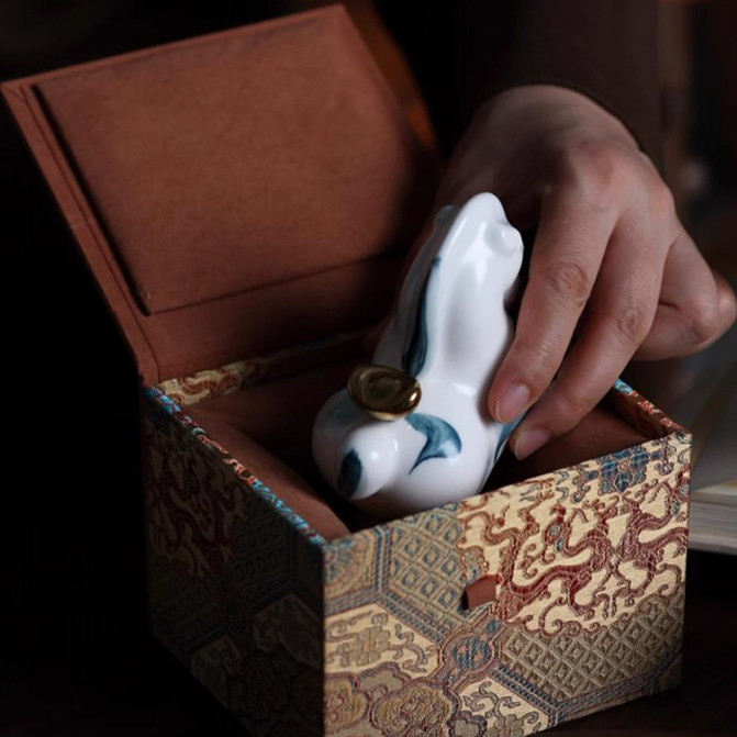 陶瓷马复古手绘青花描金摆件客厅中式酒店会所桌面玄关软装饰品