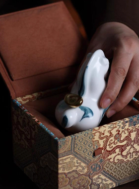 陶瓷马复古手绘青花描金摆件客厅中式酒店会所桌面玄关软装饰品