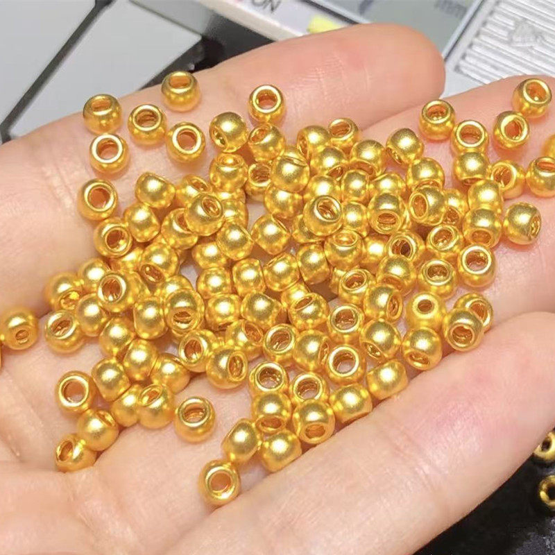 金辞珠宝{H}足金999黄金小金珠子猫眼珠光面珠转运珠定制DIY礼物