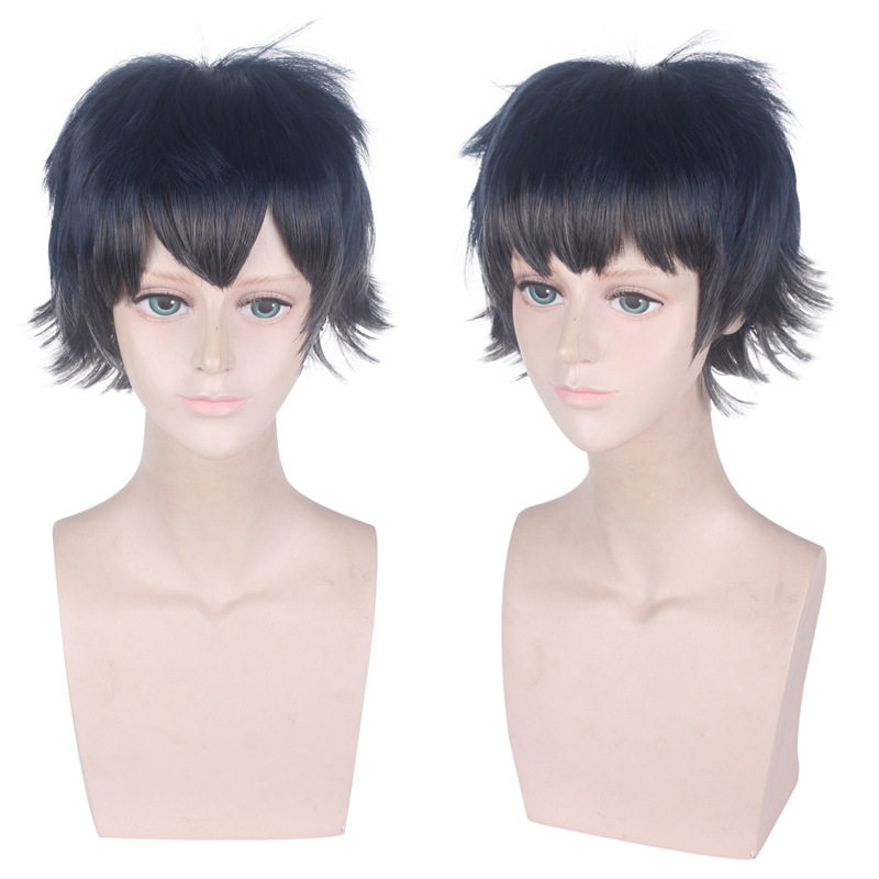 深蓝色反翘短发假毛