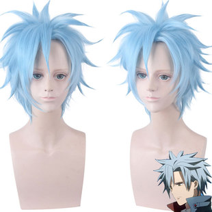 异度侵入ID:INVADED穴井户 浅淡蓝色短发反翘翻翘假毛cosplay假发
