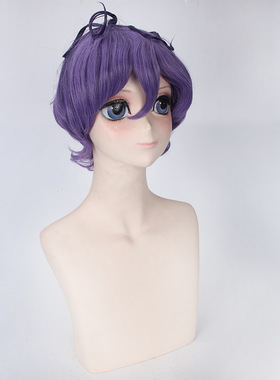 lb恐怖美术馆Garry咖喱 深紫色微卷发短发 假毛+呆毛cos假发 现货
