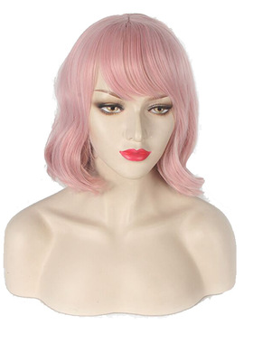 粉色浅金色淡黄色紫色短发短卷发欧美女士wig假发套cos假毛 现货
