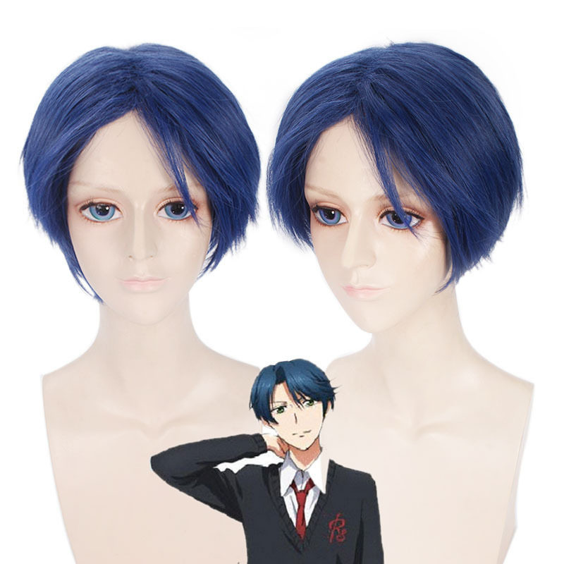 月刊少女野崎君 鹿岛游 王子殿下 深蓝色反翘短发假毛cos假发现货