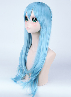 刀剑神域 亚丝娜 妖精之舞COS假发 浅淡水蓝色长发长直发假毛现货