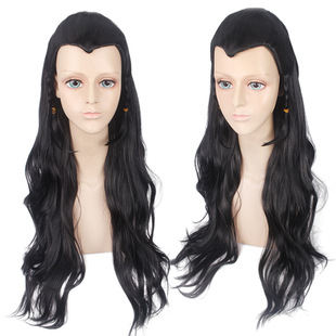 Cos假发 剑网三 东方不败 黑色古装手钩 美人尖 古装长发假毛卷发