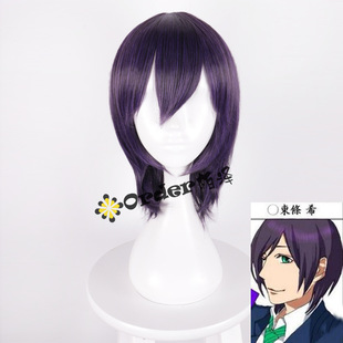 东条希lovelive!性转 黑紫色收脸短发cosplay假发假毛高温丝348JX