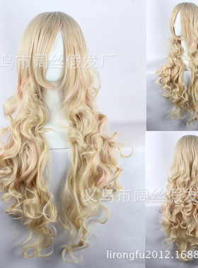 假发cosplay假毛超时空要塞f雪露诺姆淡金黄色混色红色长发长卷发