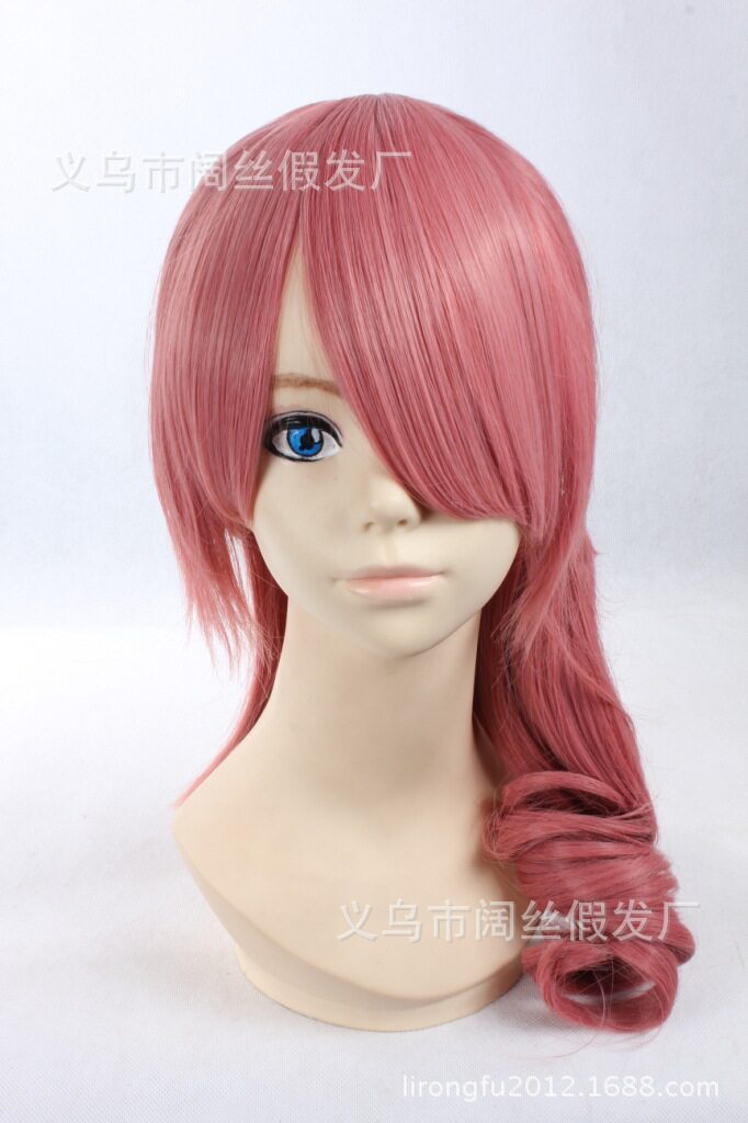 假发cosplay假毛最终幻想13塞拉 粉红色粉色长直发 长发 马尾卷发