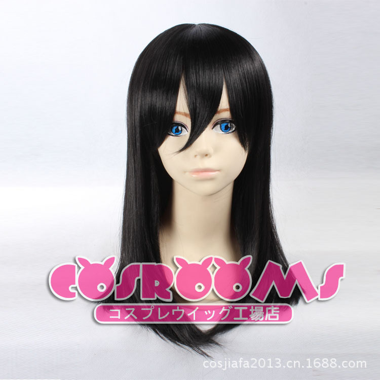 进击的巨人 三笠幼年版 黑色50cm长发长直发cosplay假发假毛 正品