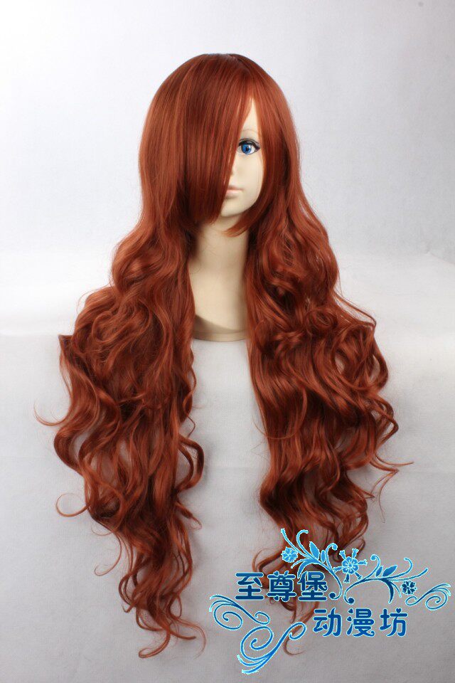 假发cosplay假毛中岛阳子 蔷薇少女 翠星石 棕红色长发现货长卷发