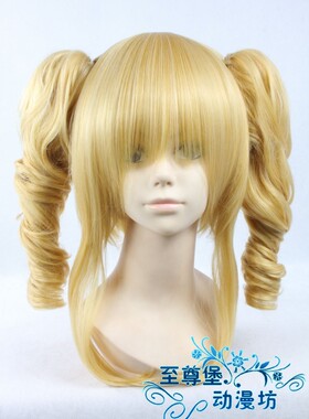 假发cosplay假毛 海猫右代宫朱志香 炼狱 金黄色金色才卷发双马尾