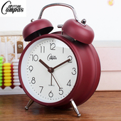 康巴丝静音轻奢闹钟金属懒人超大铃声闹表夜灯学生儿童复古时台钟