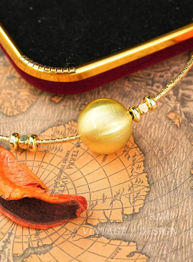 中古vintage圆形金珠吊坠项链