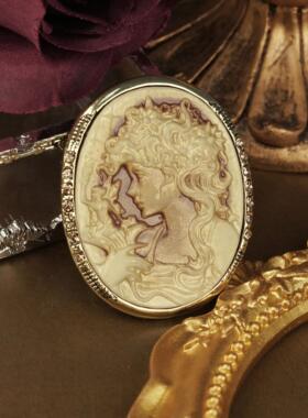 《卡梅奥》鎏金美人头像胸针浮雕立体设计西装外套别针胸花配饰女