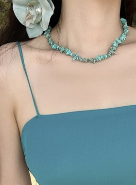 复古小众不规则天然碎石项链女