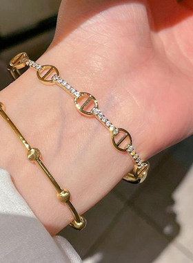 中古轻奢锆石猪鼻子手镯