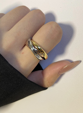 《友谊之戒》装腔启示录蔡文静同款戒指金色三环三色素圈女款指环