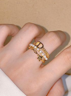 设计款个性小米珠戒指可调节开口