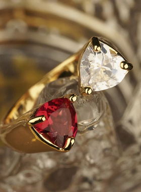 中古Vintage莱茵马蹄双色戒指